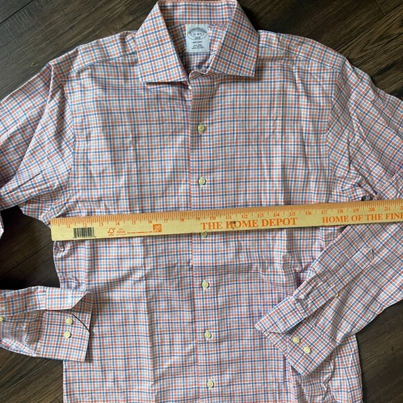 Brooks Brothers 1818 Shirt Mens Small 15 4/5 Regent Blue Orange Plaid Button Up - Picture 3 of 6